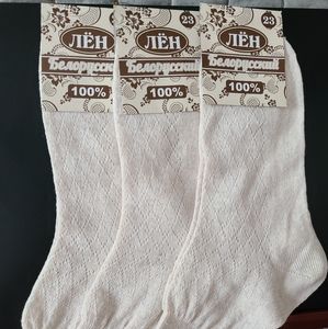 Organic linen socks pack of 3 size 7-8 USA